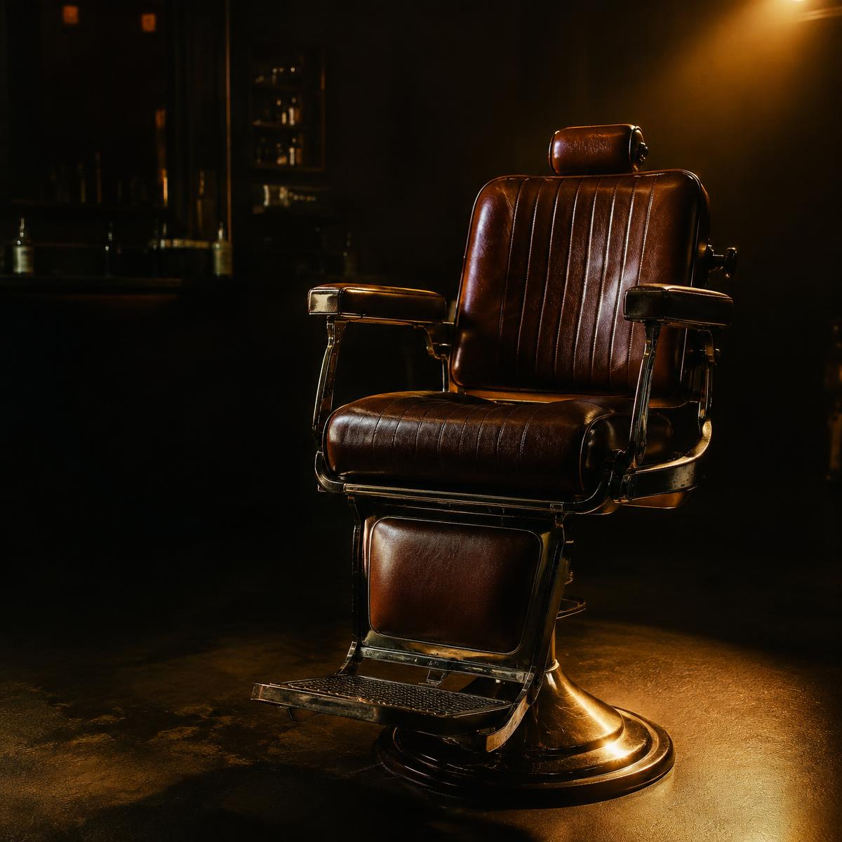 Empty barber chair ready for the next client