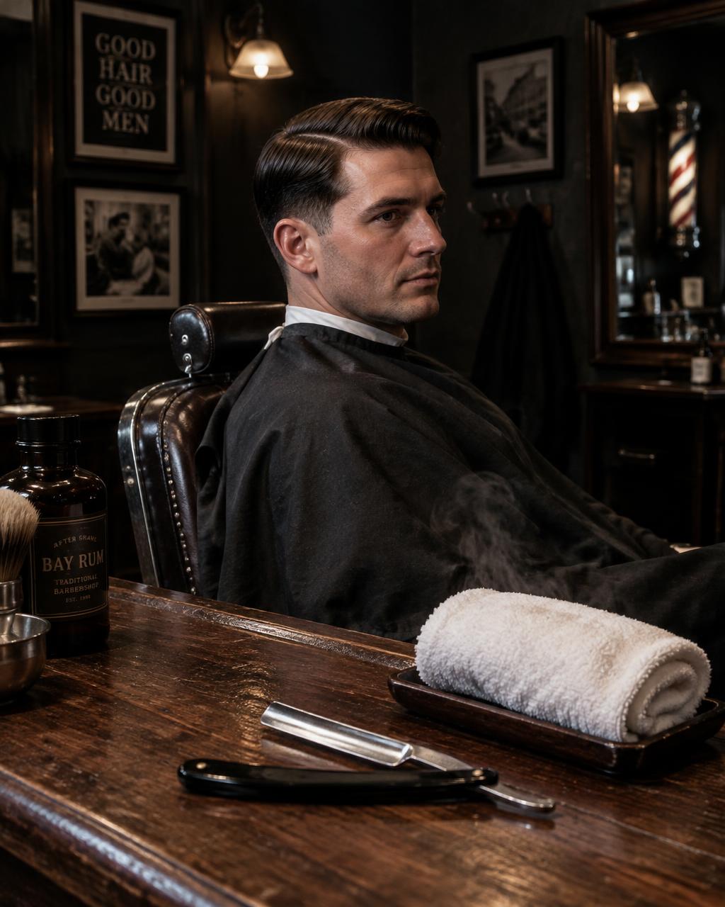 Low taper fade with a clean hairline at AJ's Barber Room