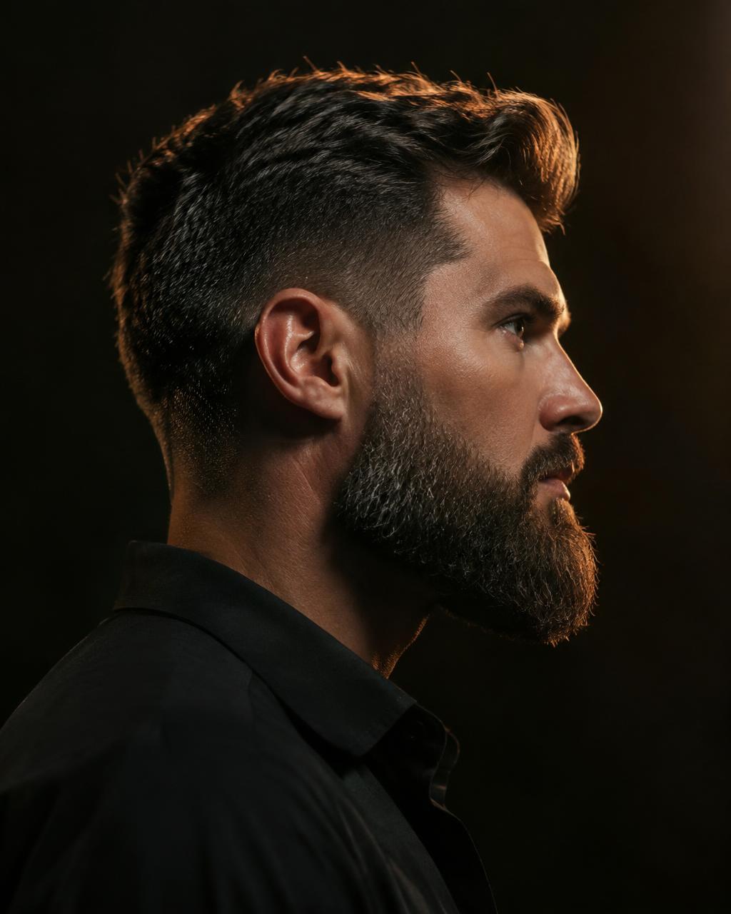 Classic side part haircut styled at AJ's Barber Room
