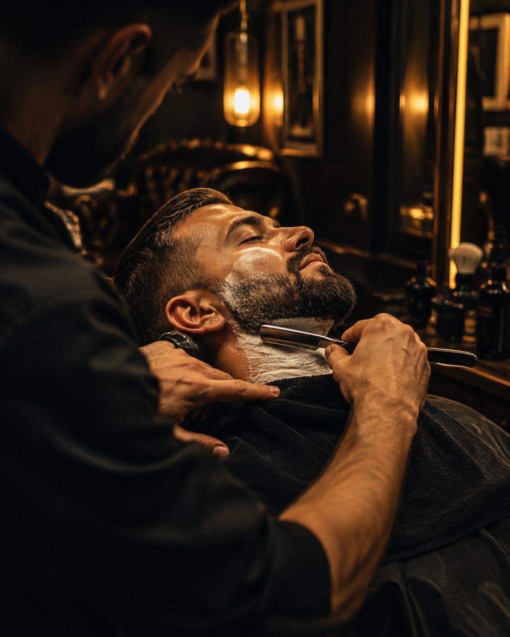 Hot towel straight razor shave at AJ's Barber Room, Orlando